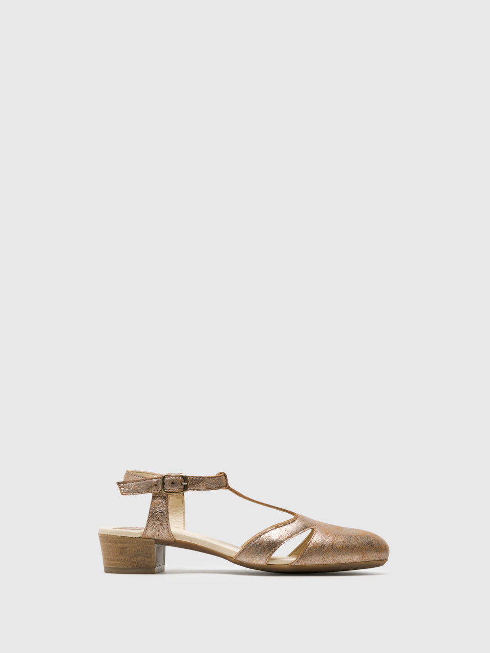 Fly London Gold T-Strap Sandals